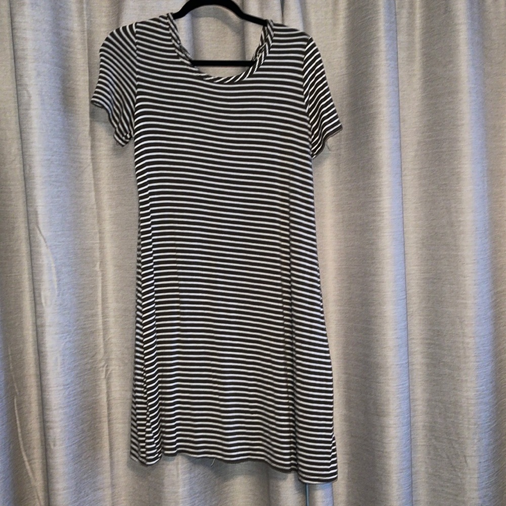 Striped Stretchy Mid T-Shirt Dress